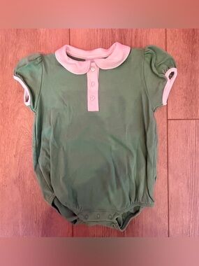 bella bliss Green Bodysuit with White Peter Pan Collar